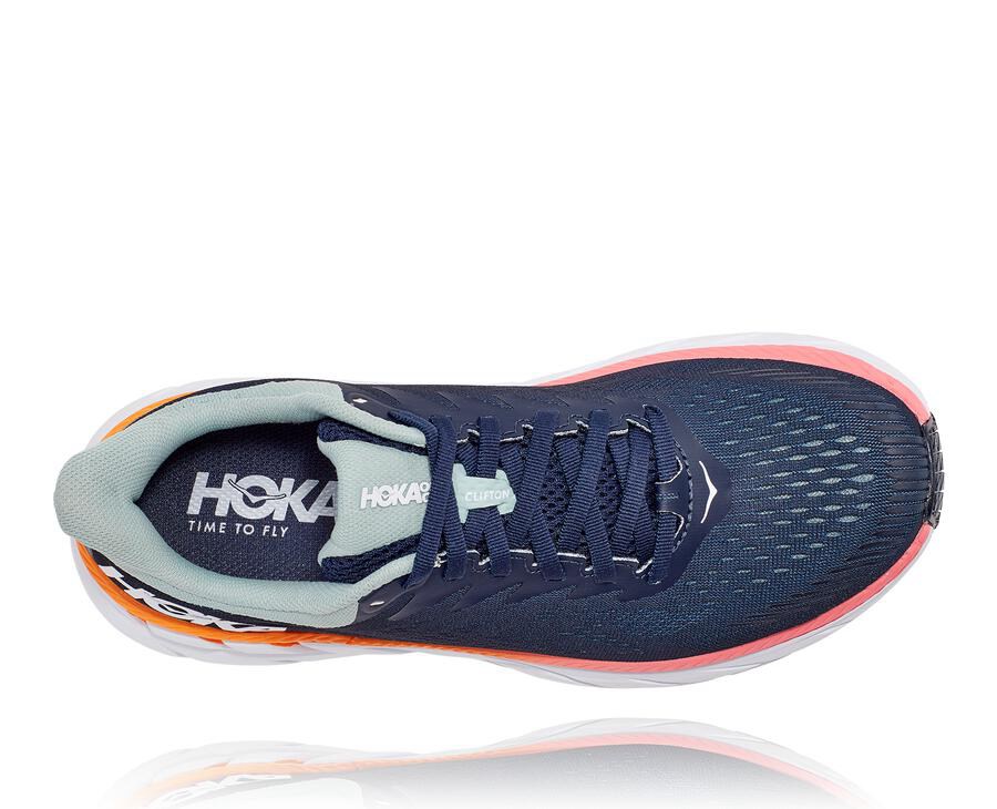 Hoka One One Womens Running Shoes - Clifton 7 - Navy/White - GYQI67819